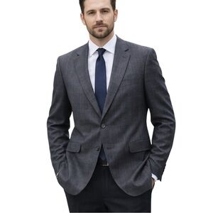 Strathmore Vintage Grey Plaid Wool Suit Jacket Blazer